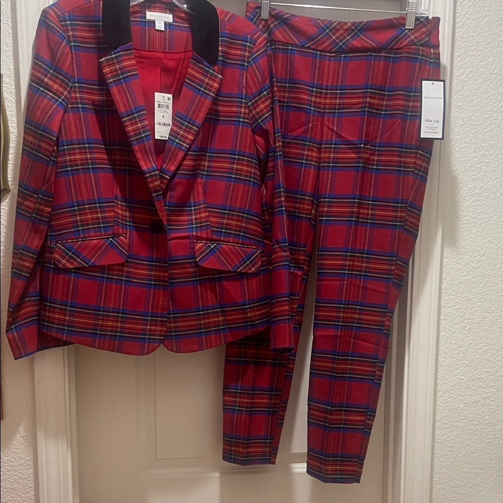 Charter Club Red and Blue Plaid Suit Set
